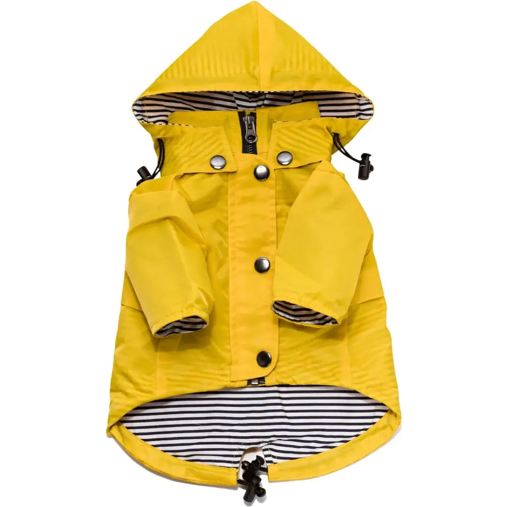 Zip up Dog Raincoats with Reflective Buttons, Pockets, Rain/Water Resistant, Adjustable Drawstring, & Removable Hood - XXS to XXL - Stylish Premium Dog Raincoats (Yellow, Medium)